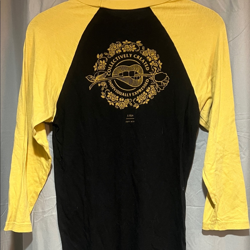Lira Black and Yellow Graphic Mid Sleeve Tee